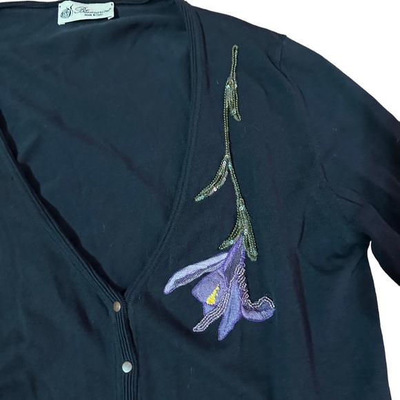 Blumarine Black Floral Cardigan Size P - Picture 2 of 7